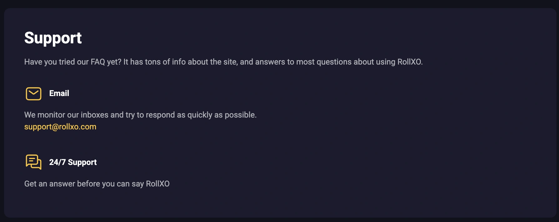 Rollxo Support